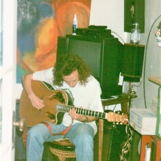 Chris Jammin' in the basement of Stuart Street House