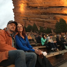We enjoyed many a concert together. Here we are waiting to see the Shins
