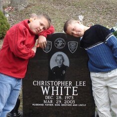Boys in WV visiting Chris' grave