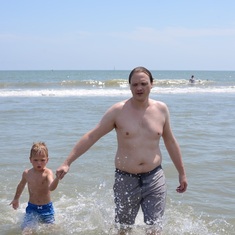 At the beach with his nephew