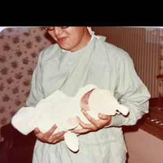 Ginny & Dad ( in the delivery room), Hampton Virginia, 1978.