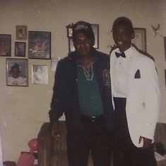 with his son Clarence going to prom