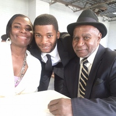 with his daughter, Sharon and grandson, DeAndre