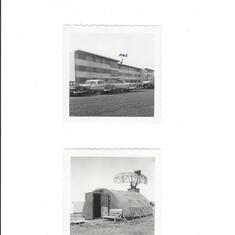 Ellsworth AFB, SD Feb. 1954 #1 A Battery Barricks. #2 Ellsworth AFB- Radar Hut 