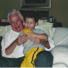Clay with  oldest grandson Joshua Wang in 2003.