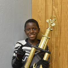 Augustin at the BMX race track in Florida 2014 with his trophy!