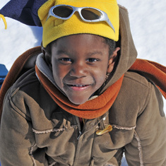 Augustin at Aline's chalet on the frozen lake 2008