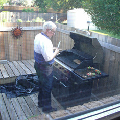 Marcel, Claude's dad, at the BBQ at home in Windsor