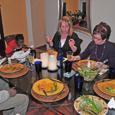 Dinner with neighbours in the corner home in Bois Franc, 2012