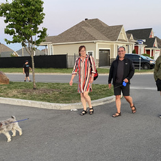 Claude on a walk with Matteo, Josée and Michel 2019