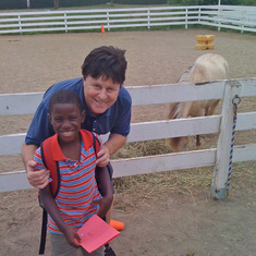 Claude with Augustin at pony camp in Blainville 2012