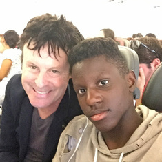 Claude on plane with Augustin 2018 on our way to Spain