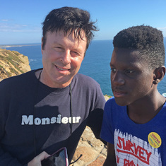 Claude with Augustin in Portugal, 2019