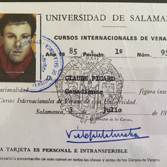 Claude's ID for the University of Slamanca, where he studied Spanish in 1985