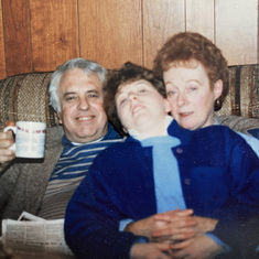 Claude's dad, Marcel, with sister Erin and mother Theresa, ca. 1985