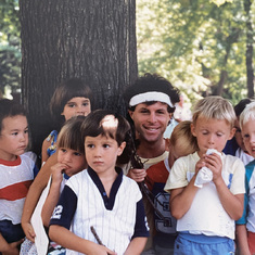 Claude with students in Windsor, 1985