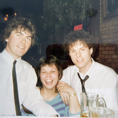 Claude with friends at law course in Sheerbrook, QC, ca, 1984