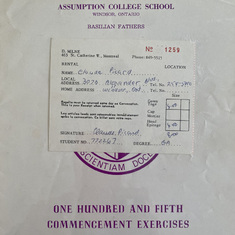 Graduation momentos from Assumption College School in Windsor, 1976