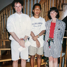 Claude with Linda Ligie, at Royal Orchard public school (French immersion), Toronto, ca. 1986