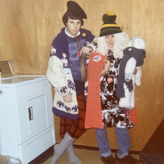 Claude and sister Erin dressing up, ca. 1975