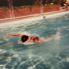 Claude practicing for a swim competion, Windsor ca. 1976