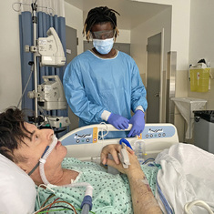 Claude with Augustin at the Saint Jerome Hospital, second week of Sept. 2022