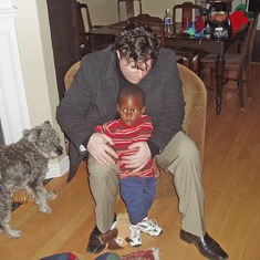 Claude with Augustin upon his arrival to the Bois Franc home for the first time, Nov. 20, 2006