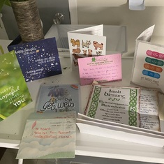 Cards on display for Claude to see at the Saint Jerome Hospital