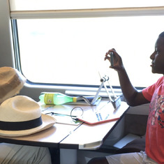 Claude with Augustin on a trip through Italy (2015)