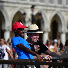 Claude and Augustin in Venice, taking a selfie, 2015