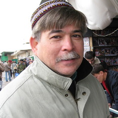 In a Turkmen hat in Ashgabat bazaar
