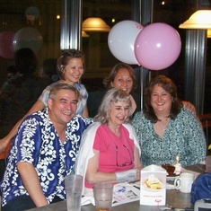 With sisters at mom's 80th birthday, 2008
