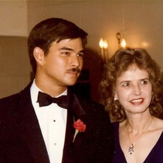 With mom at sister Niki's wedding 1983