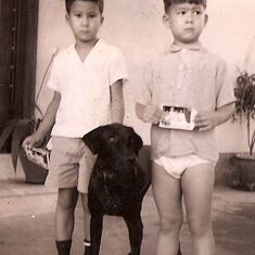 With Mark and doggie, 1965