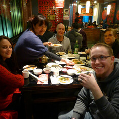 Dinner at Dongbei restaurant in Shanghai before Christmas 2012,Clayton loved it very much...he asked me the address of this place so that her can take his sisters there.