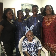 Mama with Mrs Funke AlomoOluwa and her children during a visit on her 94th birthday 
