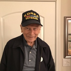 Cleve wearing his Korean Veteran cap.