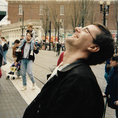 Salem, Oregon 1995 - Road trip to see Radiohead - Obviously something Cliff found funny!