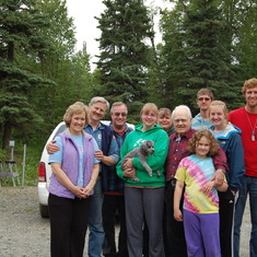 This was the last time we were with Dad Spencer on 8/1/11.  L to R, Trish, Dave, Cliff Jr, Naomi (holding Sandy), Renee (in back), Dad, Hannah, Jonathan (in back), Anna, Seth, Tirzah.