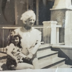 Mother Greer on steps in Texas