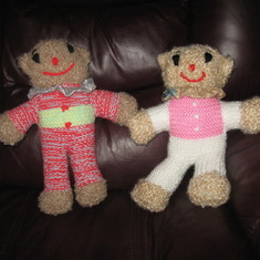 Mom is well known for her Hand knitted teddy Bears she has put a smile on so many faces lots of love went into each one.