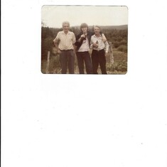 Papa (Mr. Ernest Bolduc our Grandfather & his brothre our Uncle  Anthony Bolduc & Lenny Walsh  in Douglastown, Gaspe ,Quebec