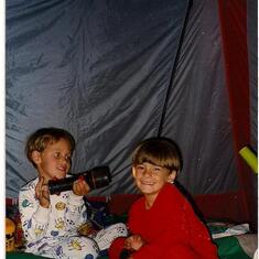 Logan & Cole backyard tent sleepover