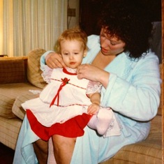 Colleen dressing Christie 1987