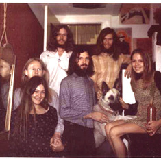 Quicksilver Palace residents 1972 - clockwise from top left - Franz Weaver, Bob Warren, Mary (Bronson) Bates, Kilgore, Jim Maynard, Kim (Allison) Preston, Collon Brayce (Doug Kissell)