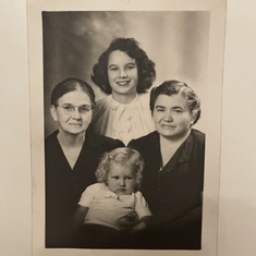 From left to right: Connie's Great Grandmother ("Mommy"), her Mom ("Mama"), her Grandmother ("Mother"), and her sister, Pat ("sister")