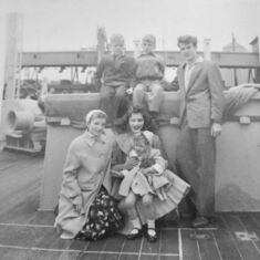 Brothers and sisters and daughter at Port of Montreal, 1956