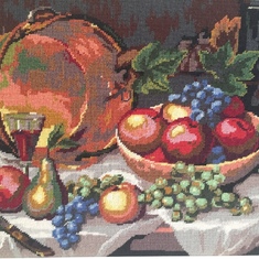 One of Corry's large, intricate and beautifully executed need works.  This still life is my favorite