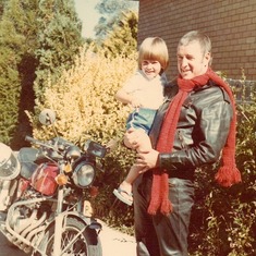 Con with young mate and one of the motorbikes on which he went "drifting"