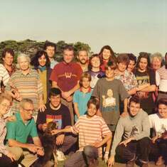 Con (in centre with red t-shirt) with Rosa and Rawson mob at farm in Nambrok